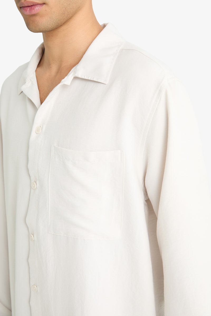 DeFacto Beige Man Relax Fit Woven Long Sleeve Shirt Casual - Image 5